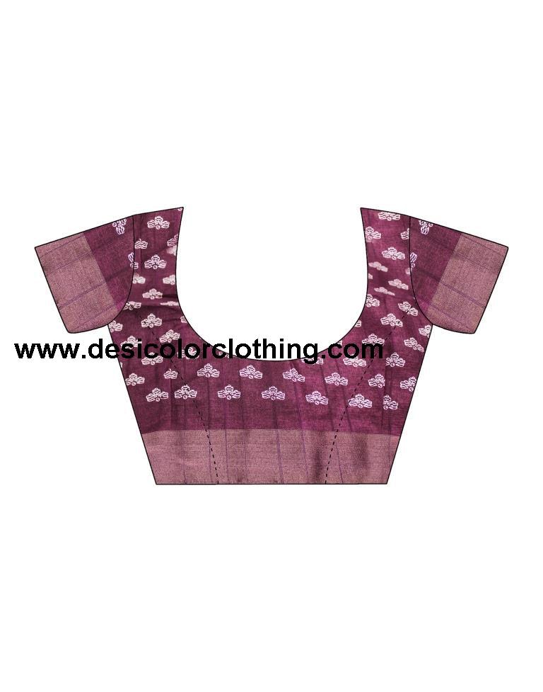 Wine Silk Printed Saree
