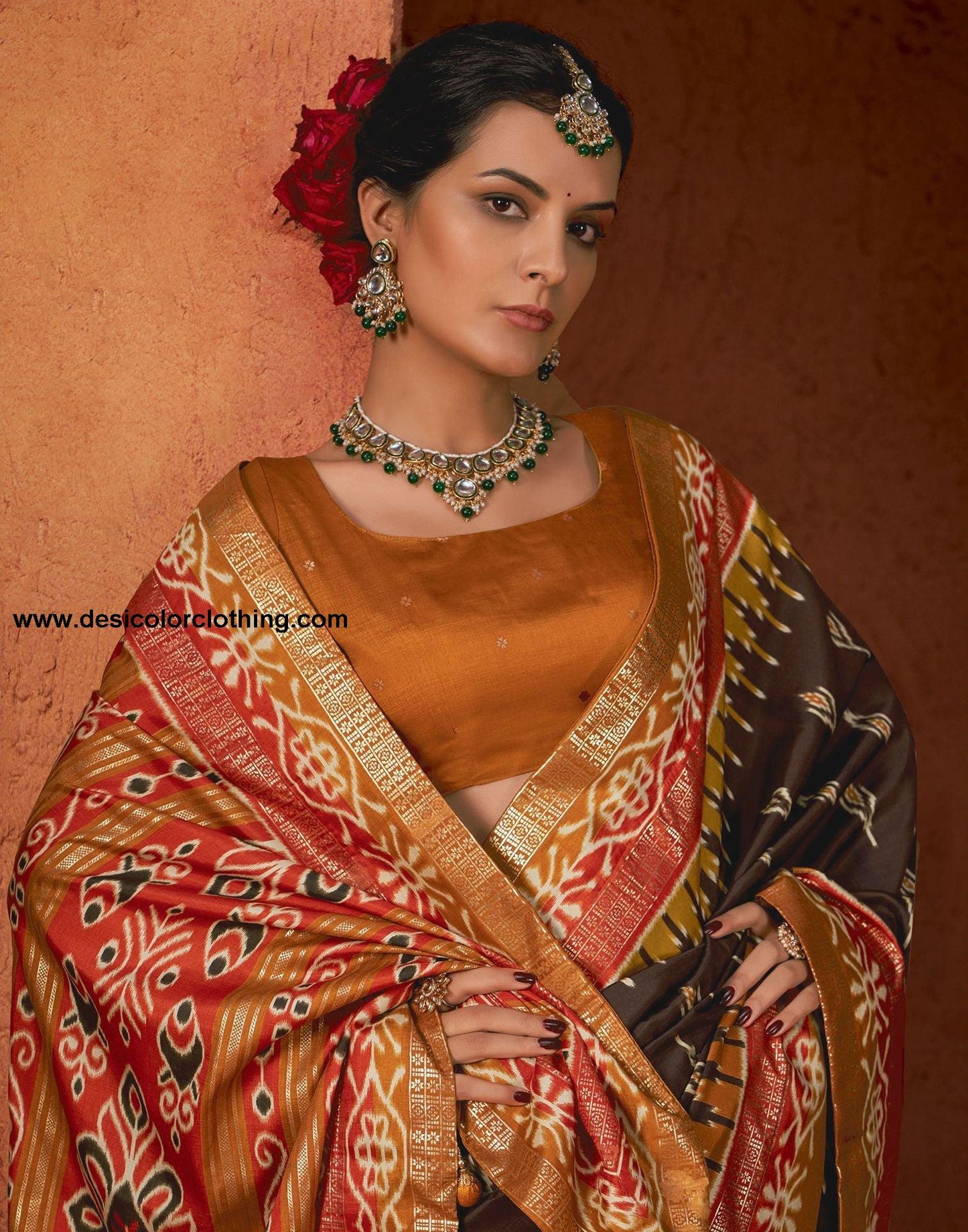 Turmeric Yellow Printed Silk Saree