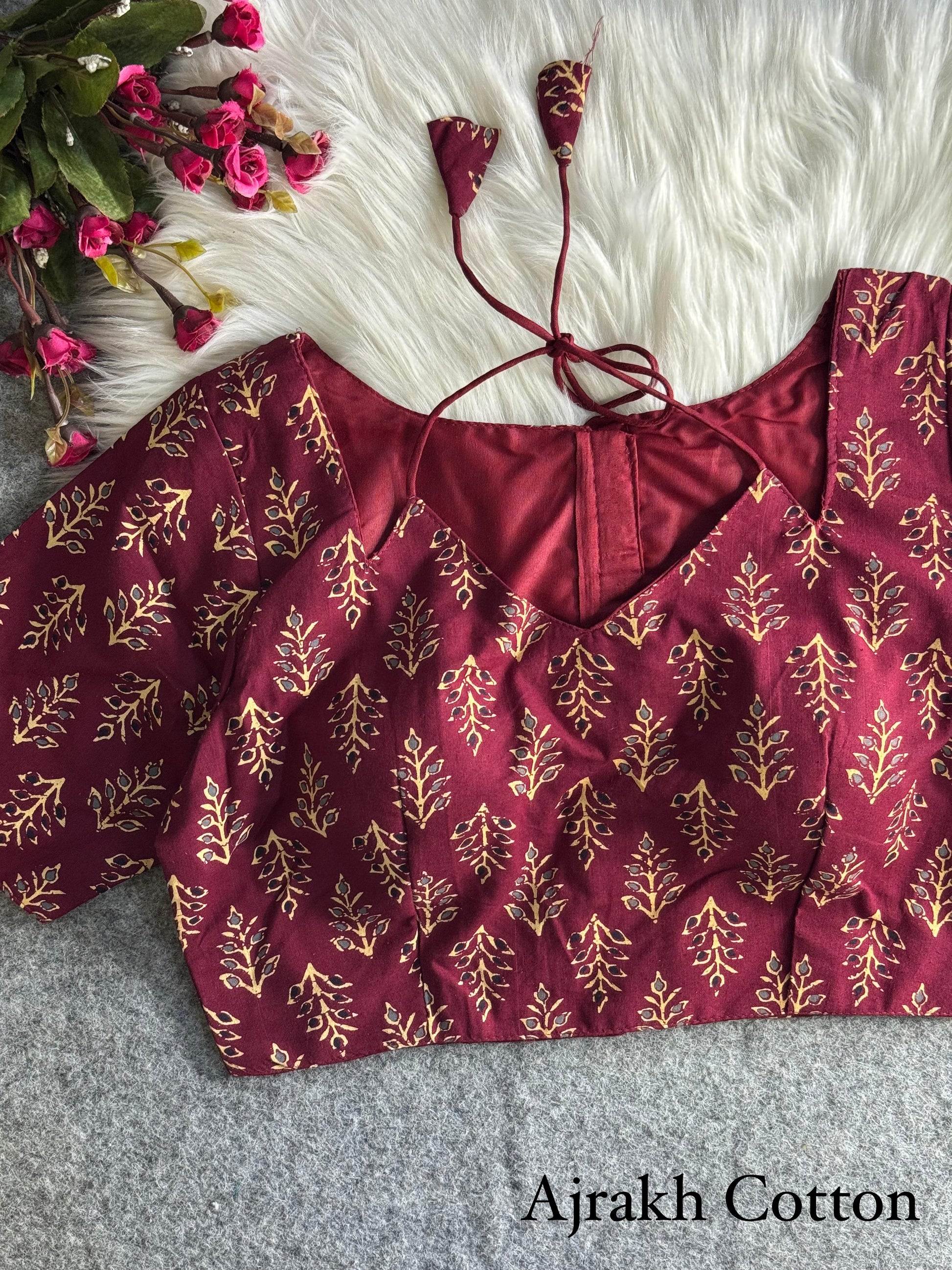 Product Image - Pure Ajrakh Cotton Halter Neck Blouse