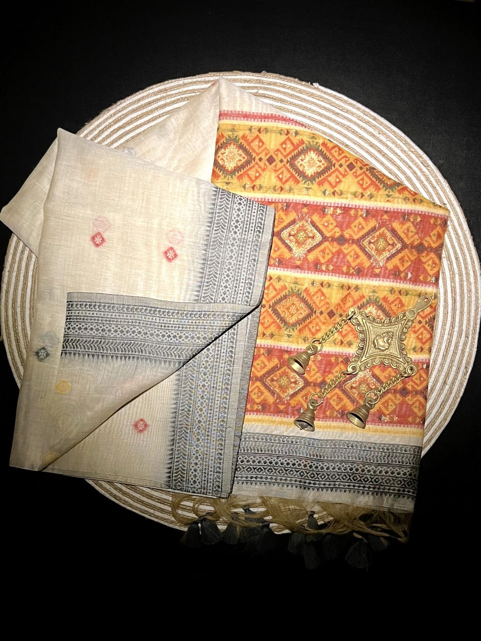 Product Image - Designer Muga Silk Saree with Contrast Weaving Border – Festive Wear