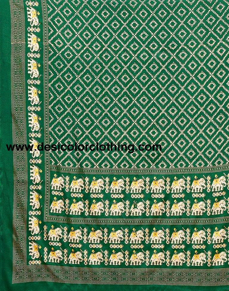 Dark Green Printed Saree