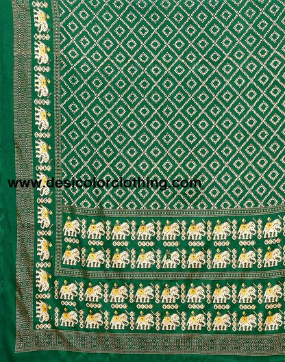 Dark Green Printed Saree