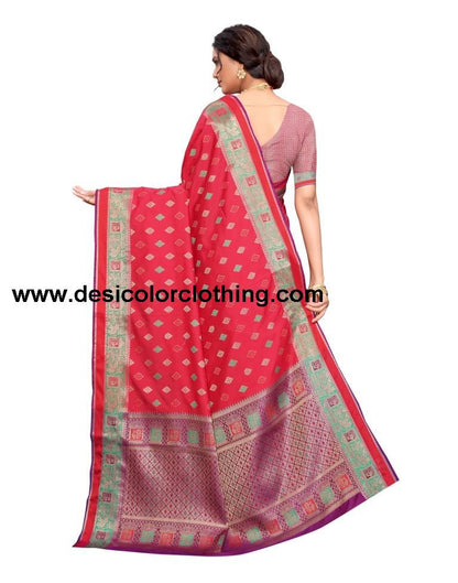 Pink Coloured Poly Silk Jacquard Partywear saree