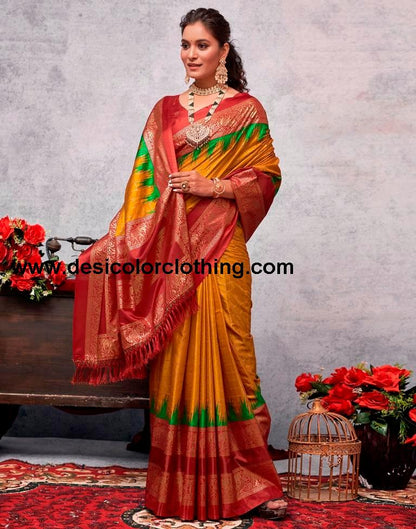 Red Silk Printed Saree