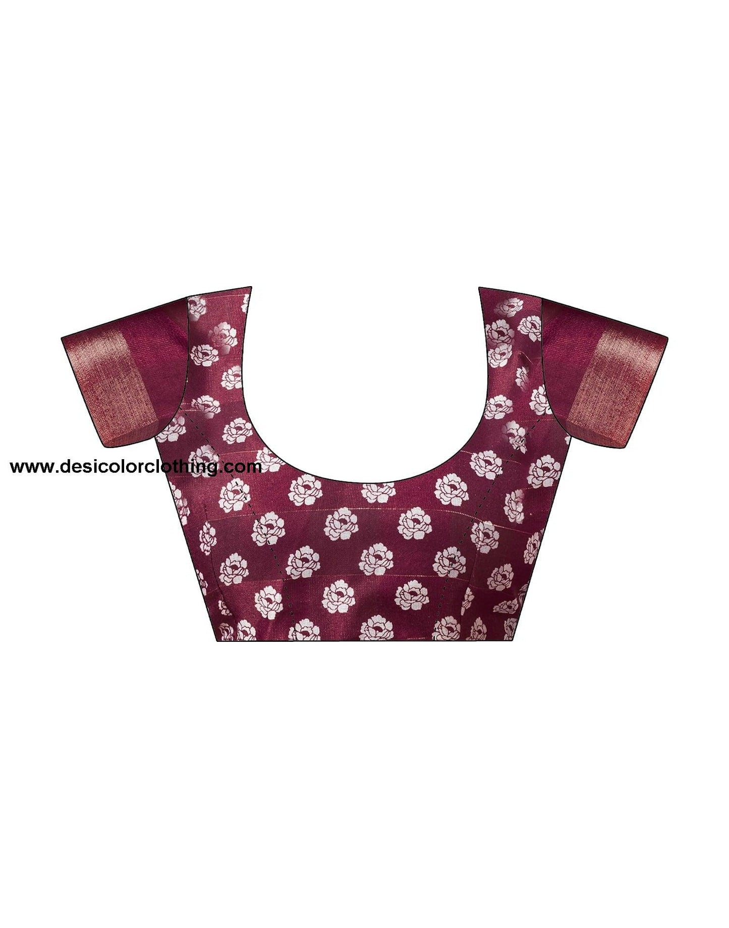 Wine Printed Cotton Saree