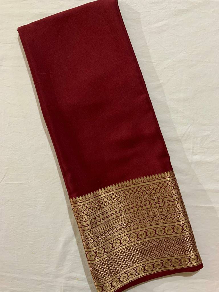 Product Image - Exquisite Semi-Mysore Silk Saree with Gold Border