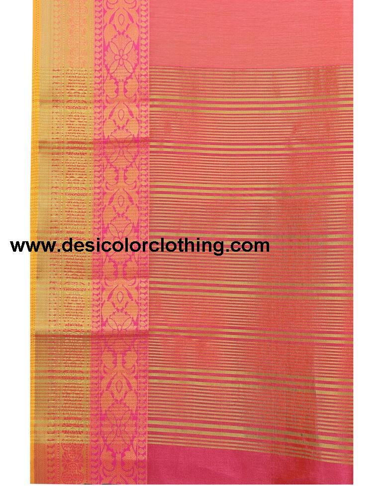 Coral Pink Coloured Jacquard Cotton Saree | SLV1554S123