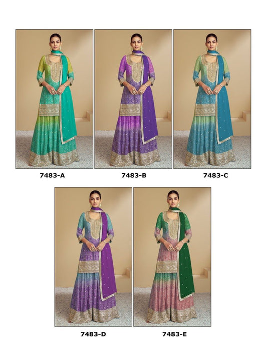 Product Image - Designer Florence Color Georgette Ethnic Wear - Festive & Wedding Outfit