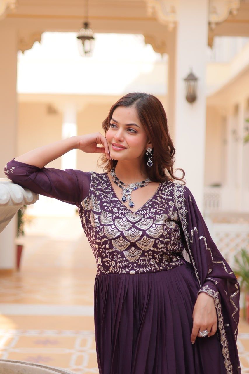 Product Image - Designer Georgette Festive Gown with Dupatta