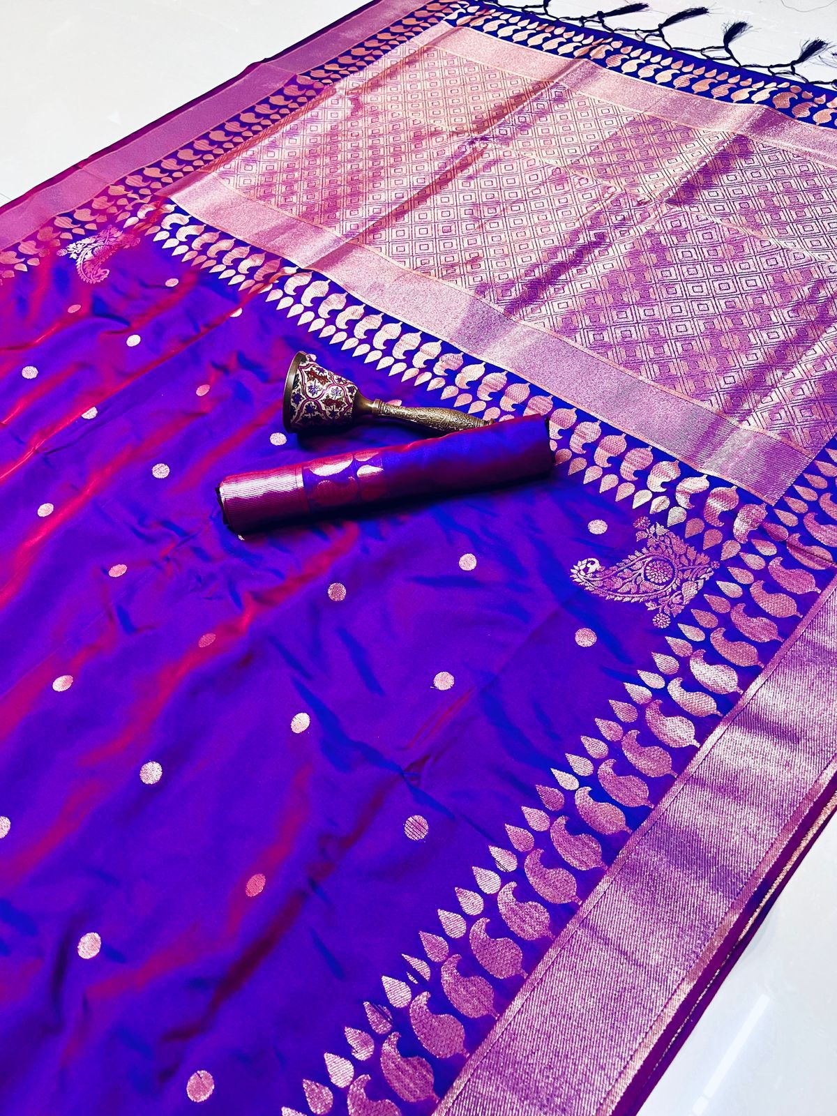 Product Image - Exquisite Pure Silk Banarasi Saree with Gold Jari and Butta Design
