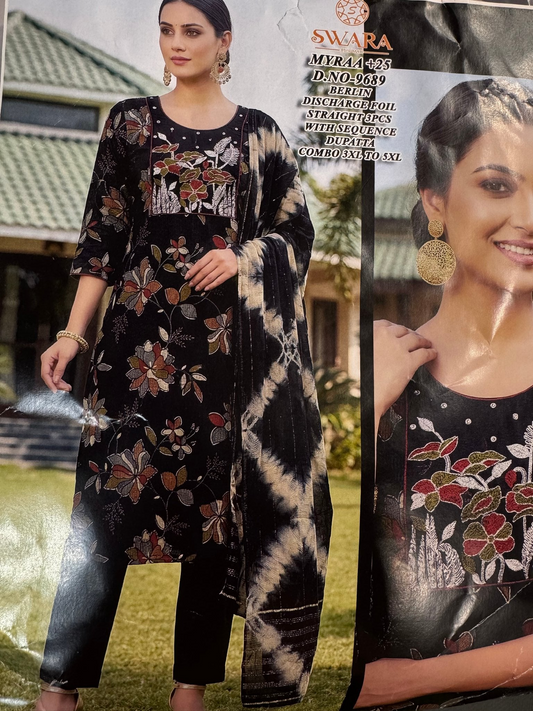 Shop floral party wear suits for plus size women at DesiColorClot DesiColorClothing