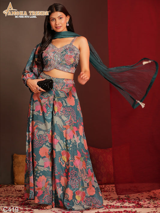 Product Image - Designer Georgette Saree with Hand Work | Festive Wear | Wedding Saree