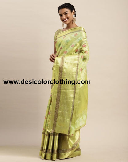 Pista Green Organza Saree