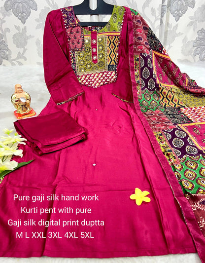 Product Image - Designer Gajji Silk 3-Piece Suit Set – Perfect for Weddings & Festivals