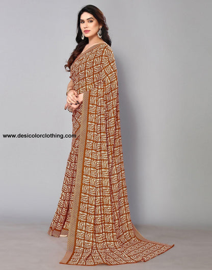Rust Printed Saree