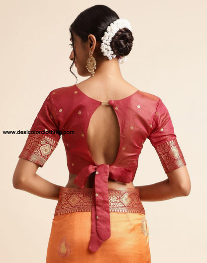 Orange Silk Banarasi Saree