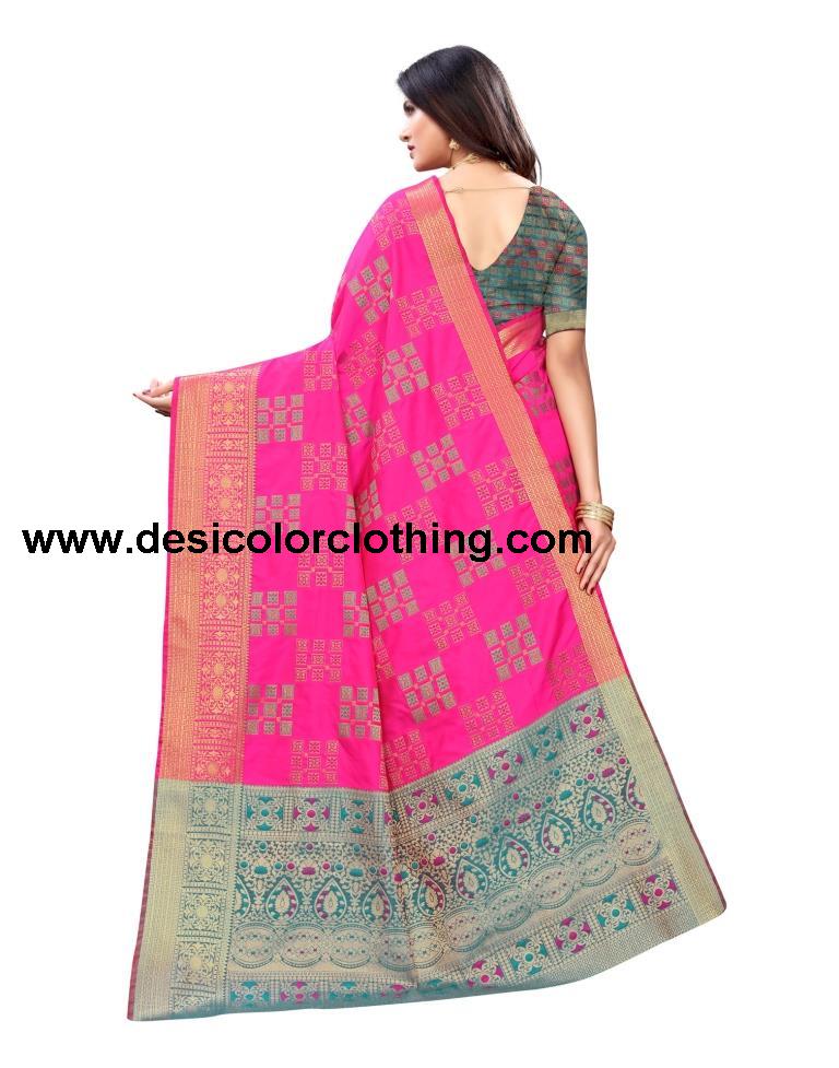 Pink Coloured Poly Silk Jacquard Partywear saree