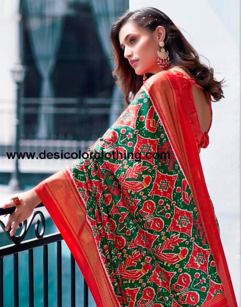 Red Silk Printed Saree