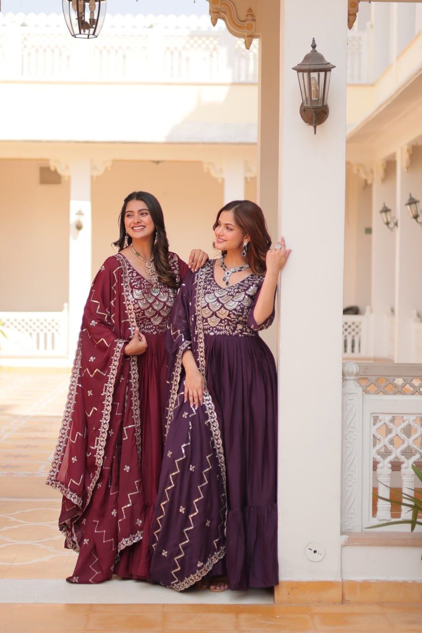 Product Image - Designer Georgette Festive Gown with Dupatta