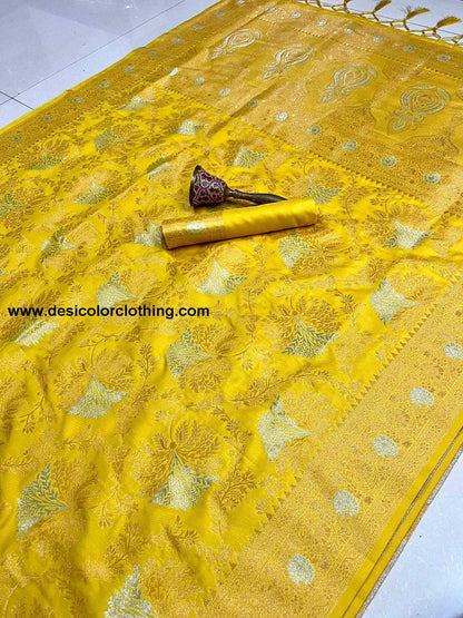 Pure Silk Saree with Minakari Work and Original Jari