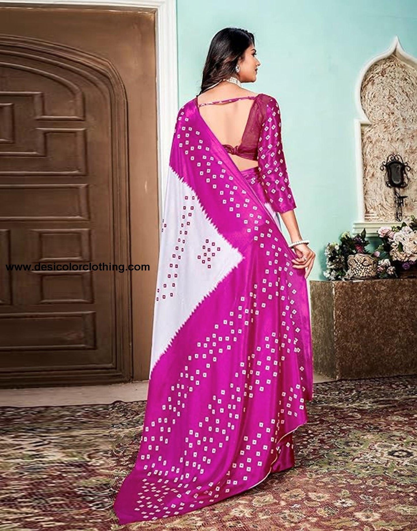 White Printed Chiffon Saree