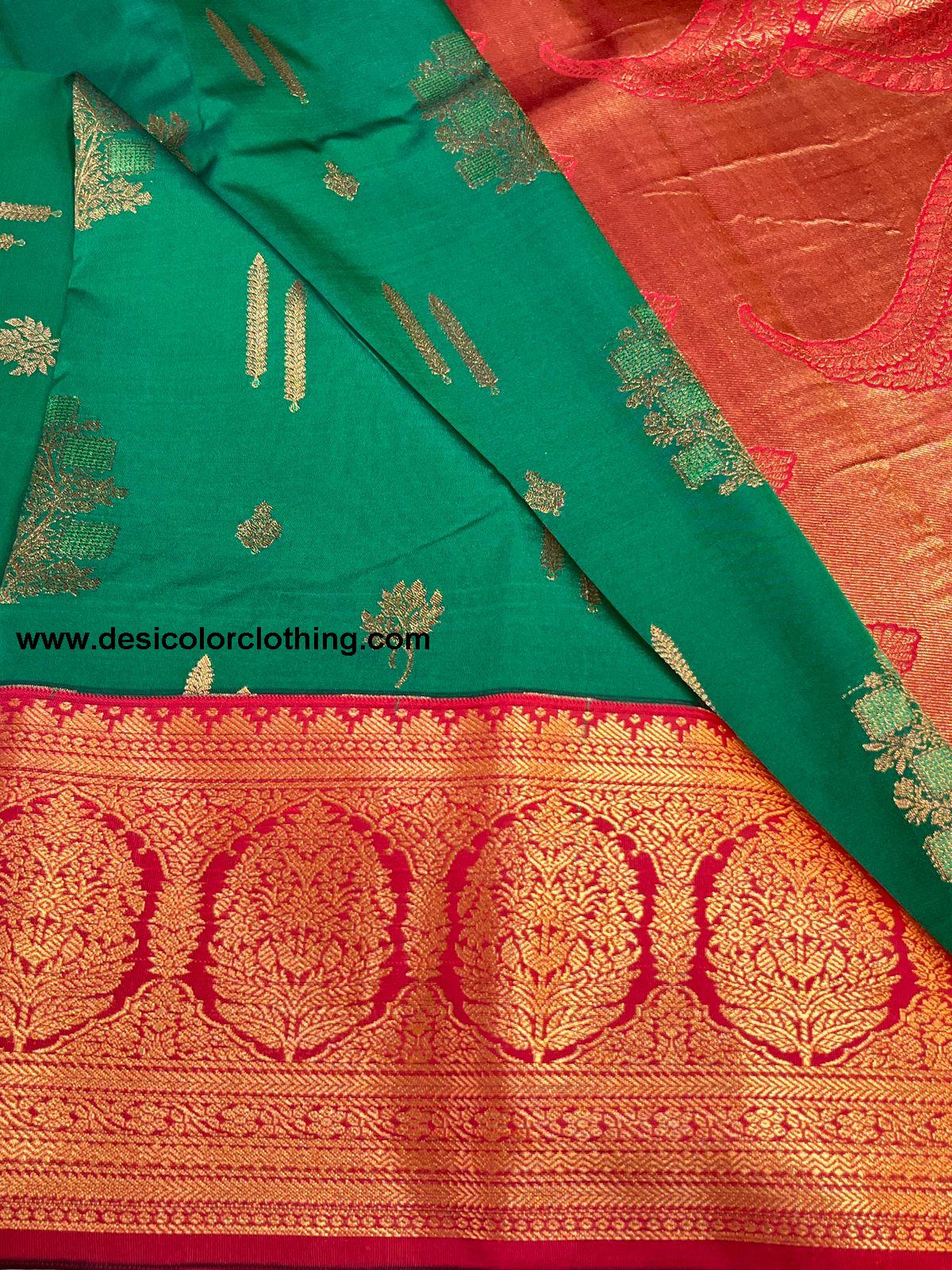 Semi Kanchi Saree with Free Shipping - Red