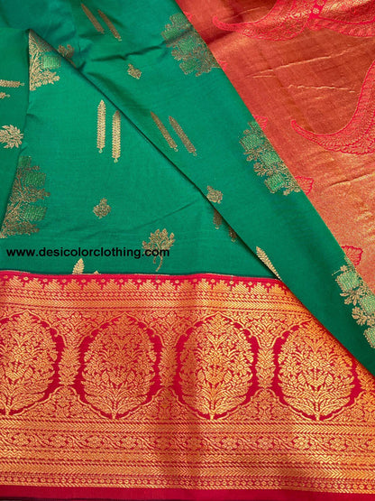 Semi Kanchi Saree with Free Shipping - Red
