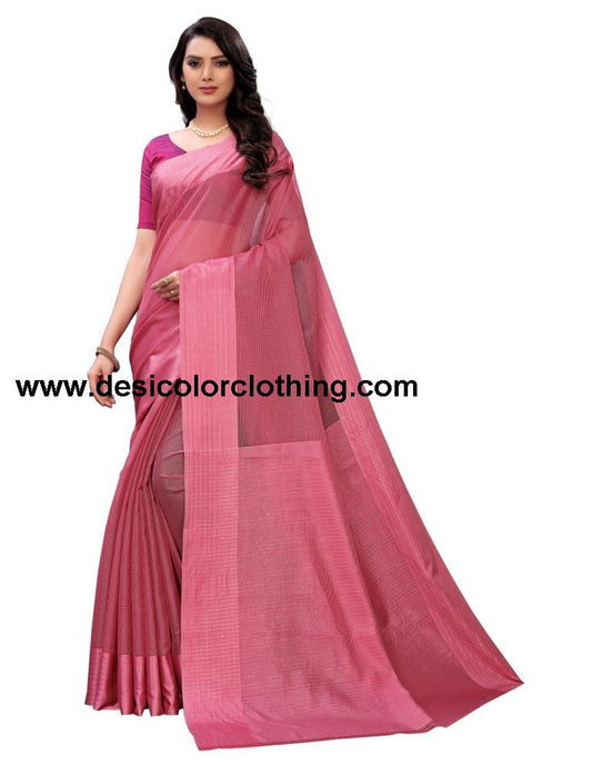 Watermelon Pink Coloured Poly Silk Self Design Partywear saree | SLV1529S106