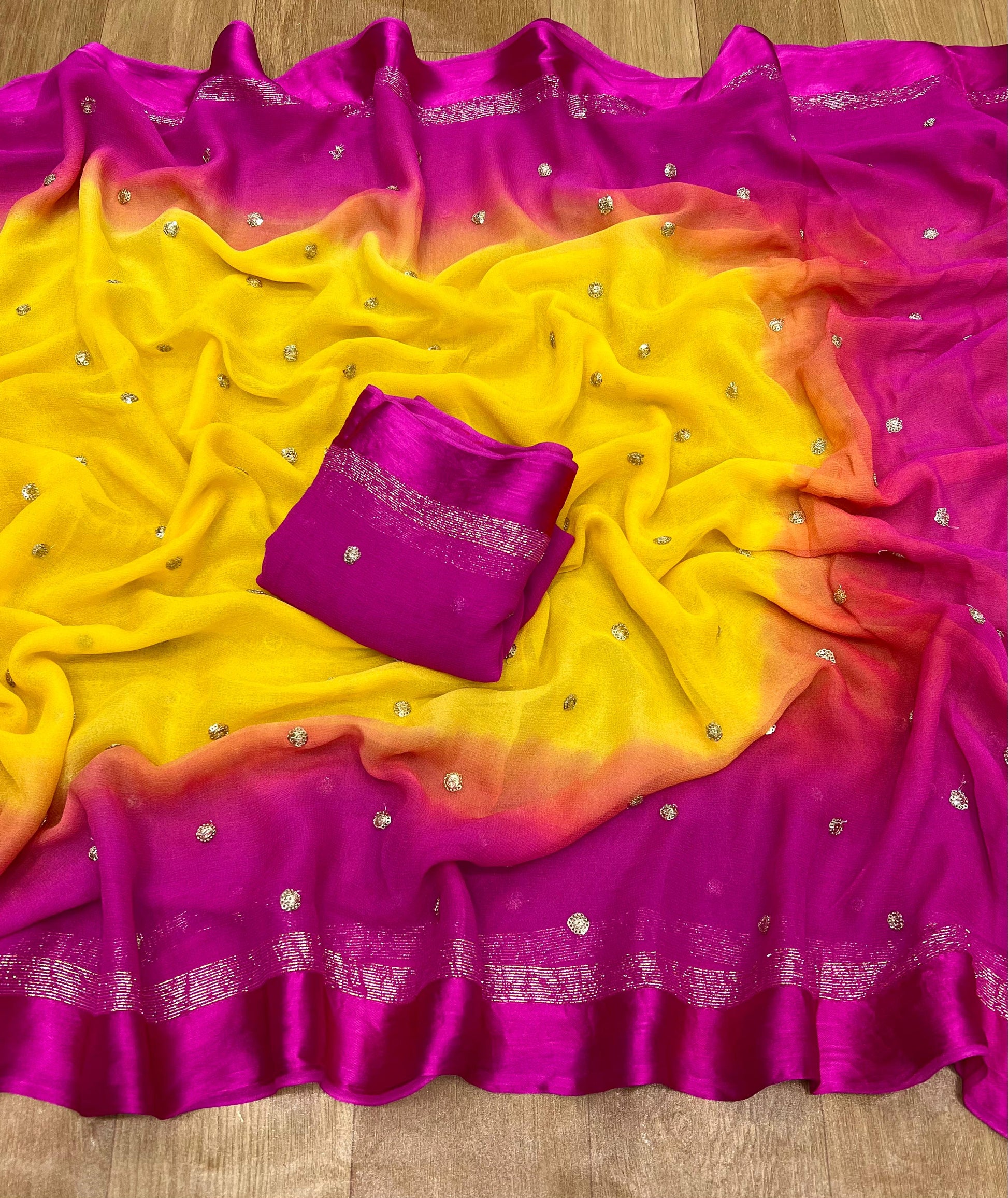 Product Image - Designer Georgette Pallu Saree with Sequins Work