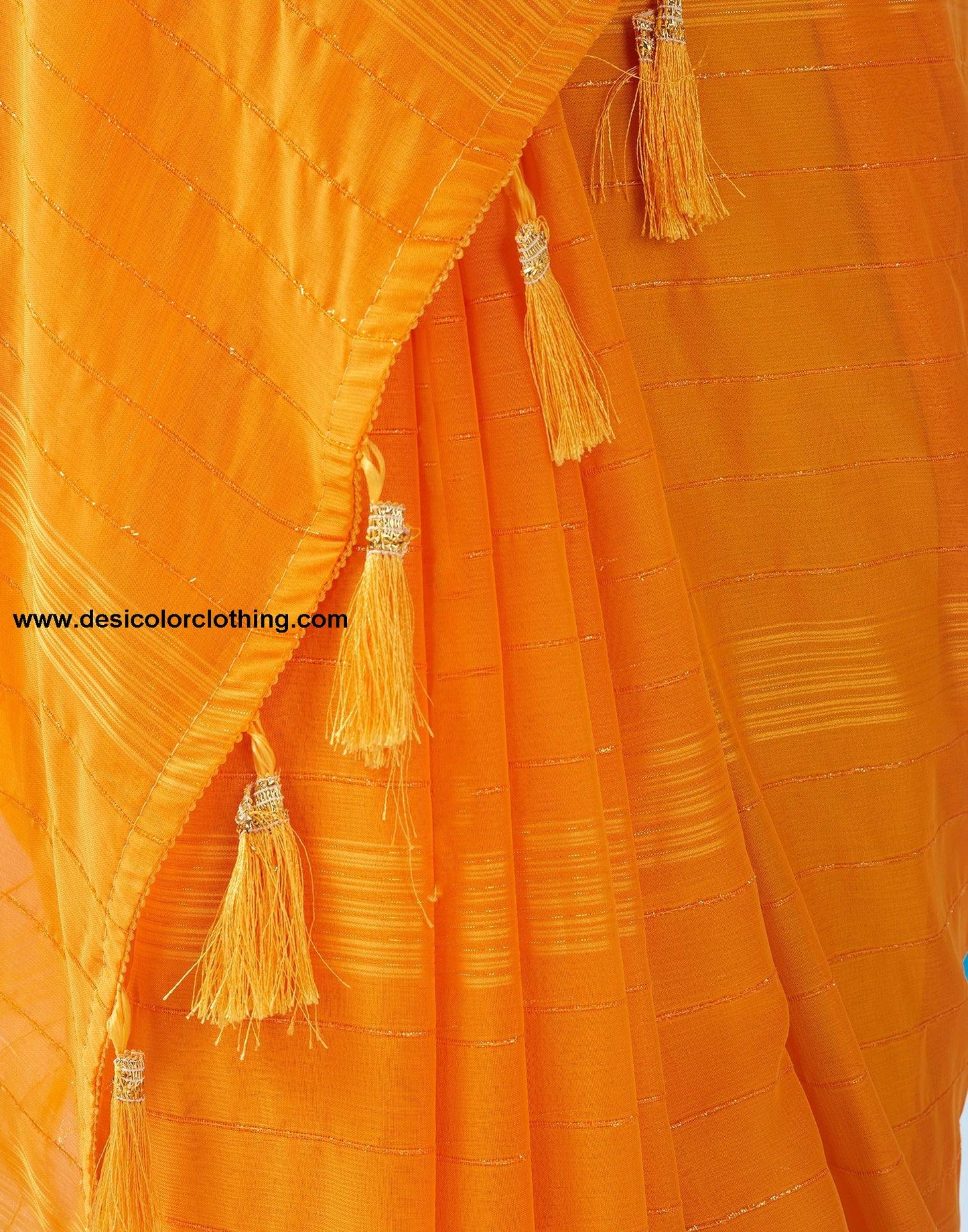 Turmeric Georgette Plain Saree