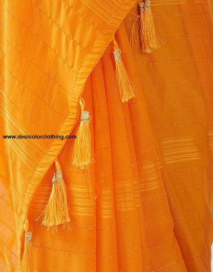 Turmeric Georgette Plain Saree