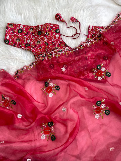 Product Image - Designer Organza Khadi Silk Saree with Embellished Blouse