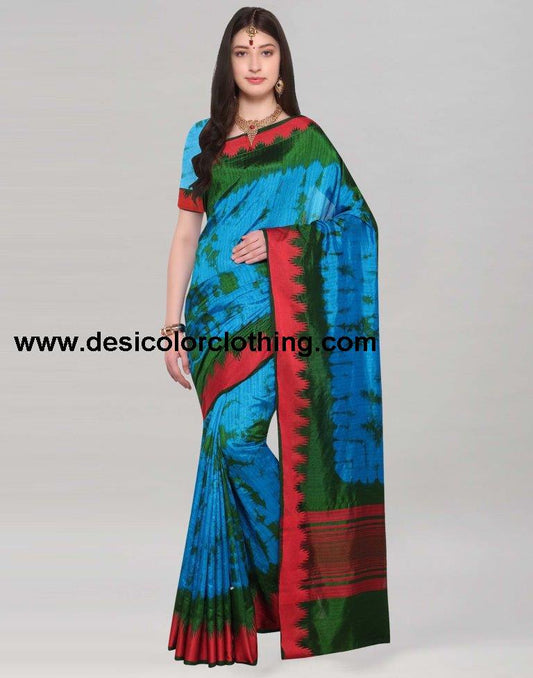 Blue Shibori Terylene Saree | 589S714