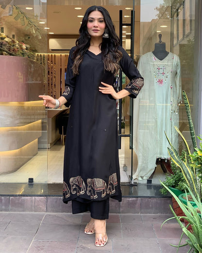 Product Image - X-Lady Festive 2025 Collection: Black Elephant Heavy Suit Set