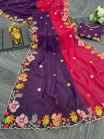 Product Image - Elegant KC-838 Georgette Sequence Saree | Designer Ethnic Wear