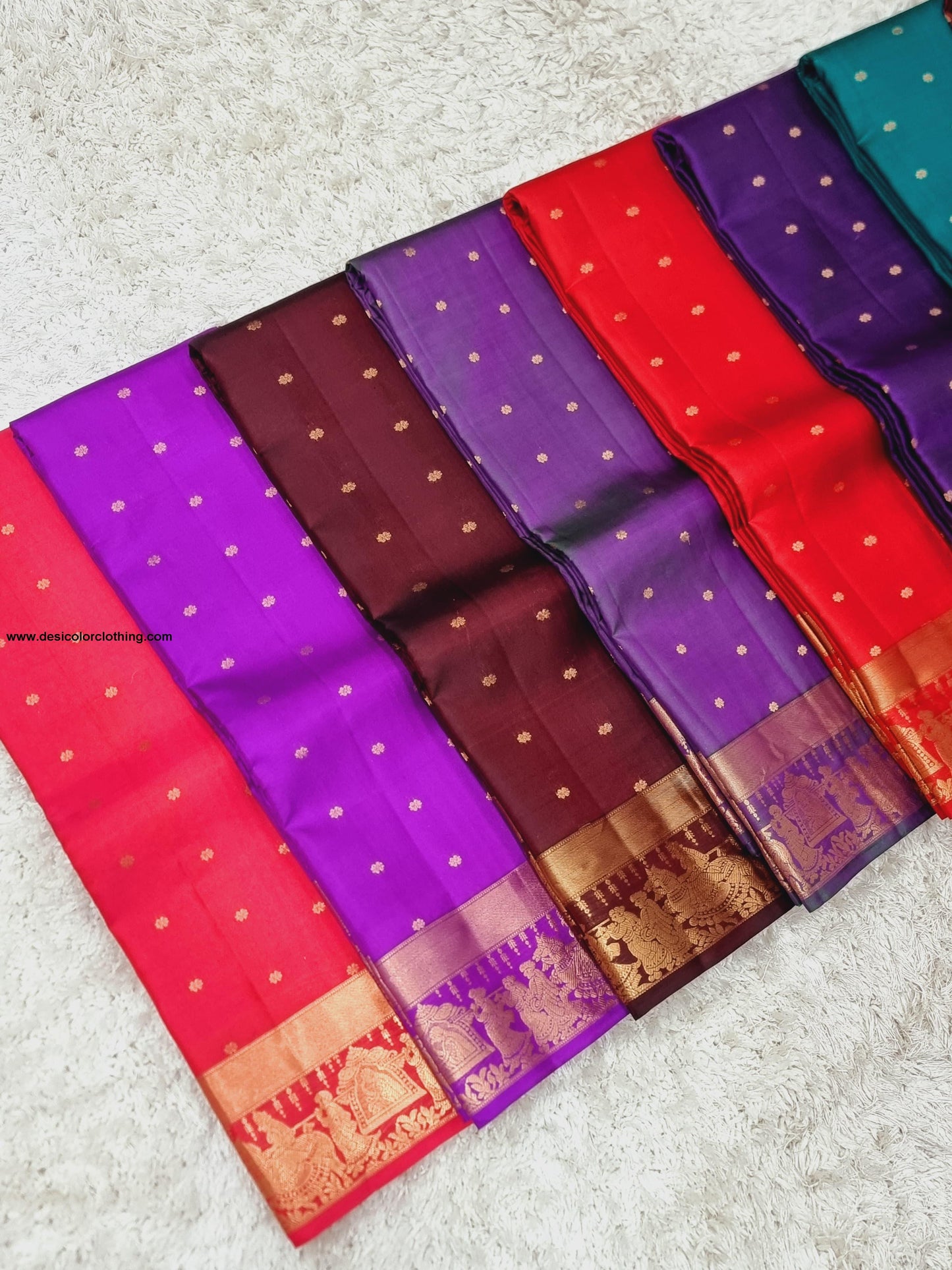 Kanchipuram 100% Pure Handwoven Silk Saree with Pallakku Border