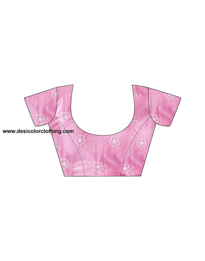 Pink Embroidery Organza Saree