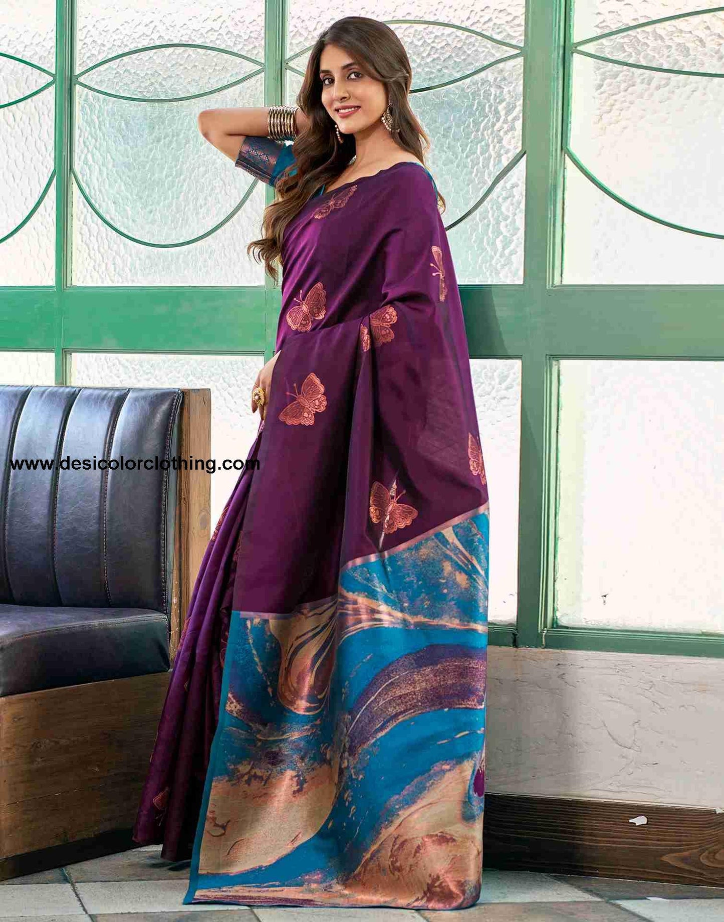 Purple Silk Woven Saree