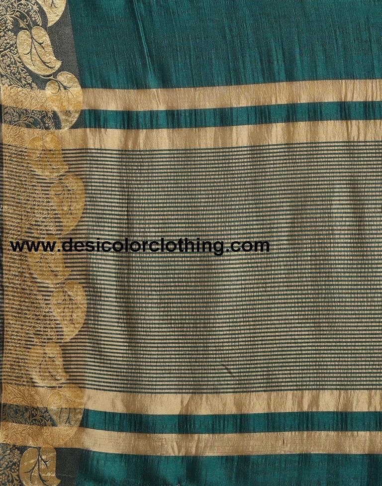 Dark Teal Blue Silk Saree