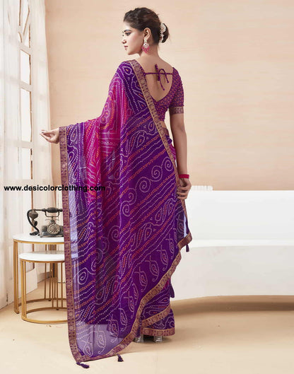 Purple Bandhani Chiffon Saree