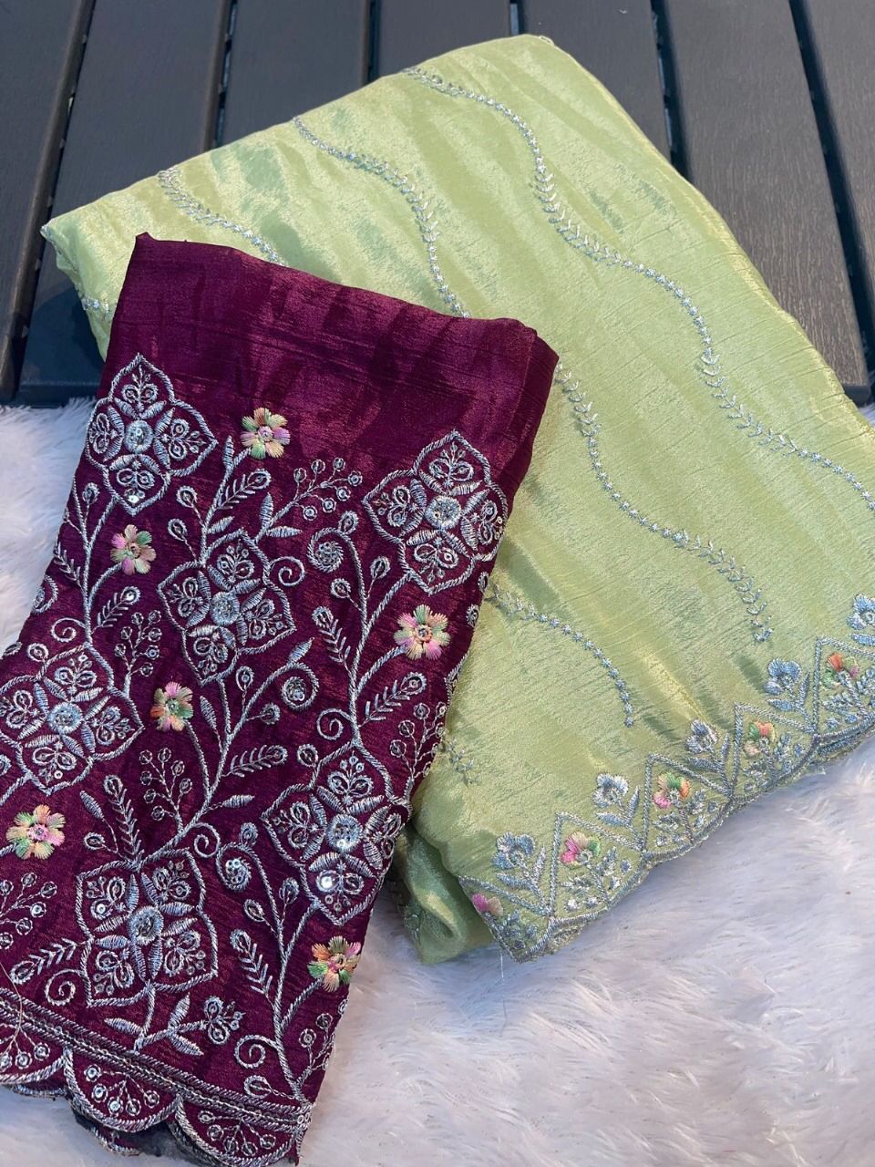 Product Image - Designer Georgette & Banarasi Silk Saree for Weddings & Festive Wear