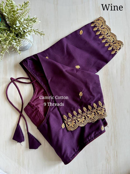 Elegant Camric Cotton Kurta with Zari and Embroidery Work