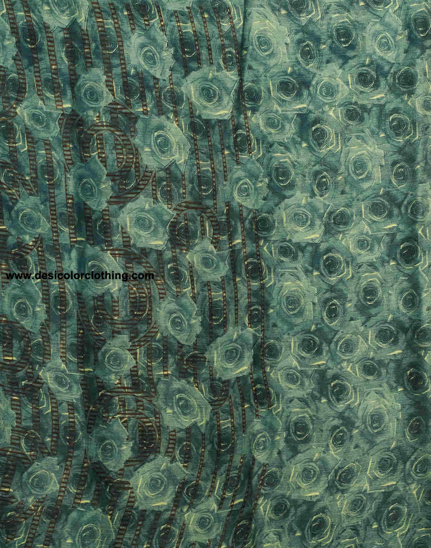 Teal Green Chiffon Printed Saree