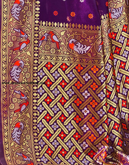 Wine Jacquard Silk Saree