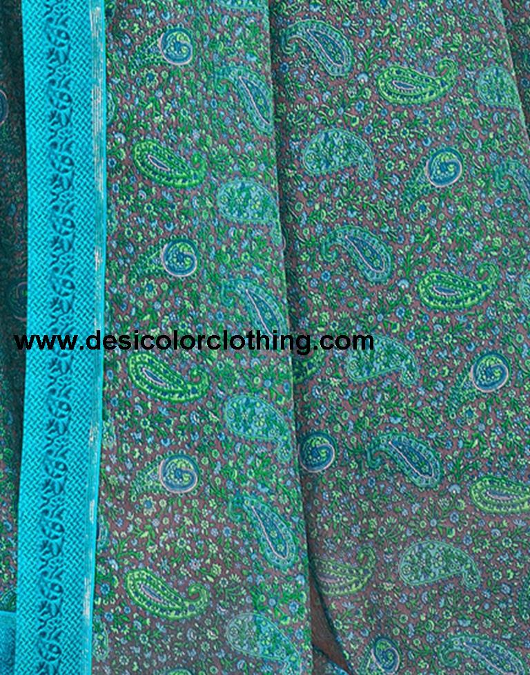 Blue Georgette Printed Sarees