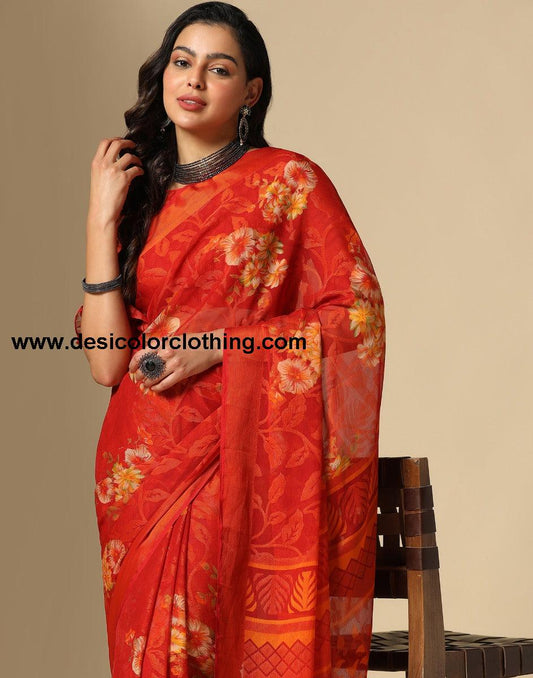 Red Brasso Saree