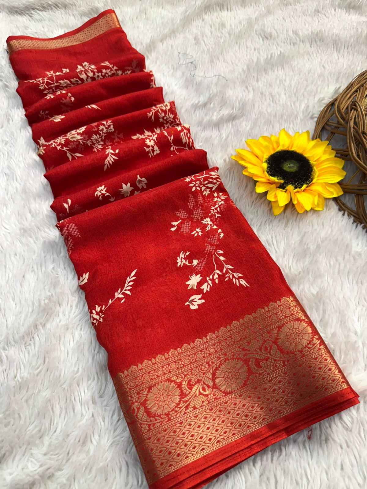 Product Image - Elegant Pure Dola Silk Designer Saree with Jacquard Butti
