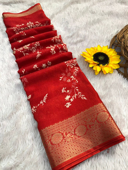 Product Image - Elegant Pure Dola Silk Designer Saree with Jacquard Butti