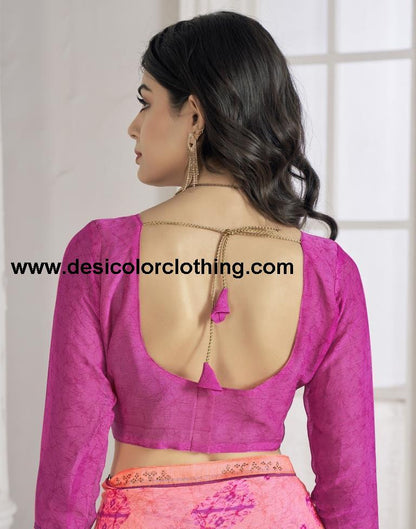 Rose Pink Chiffon Printed Saree