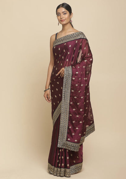 Soft Rich Pure Black Rangoli Silk